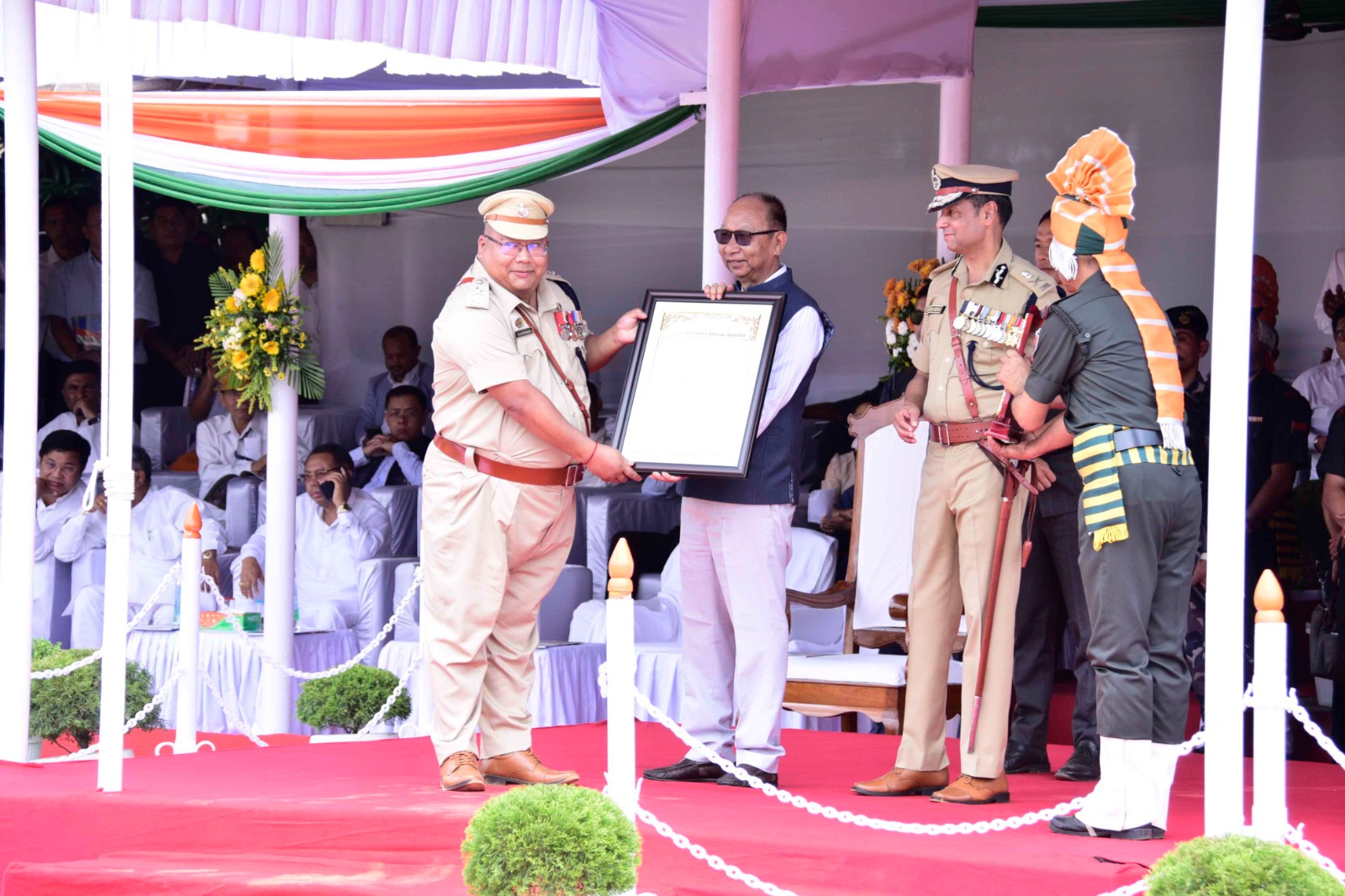 CM Yumnam Khemchand Singh hoists national flag at 1st MR Parade ground