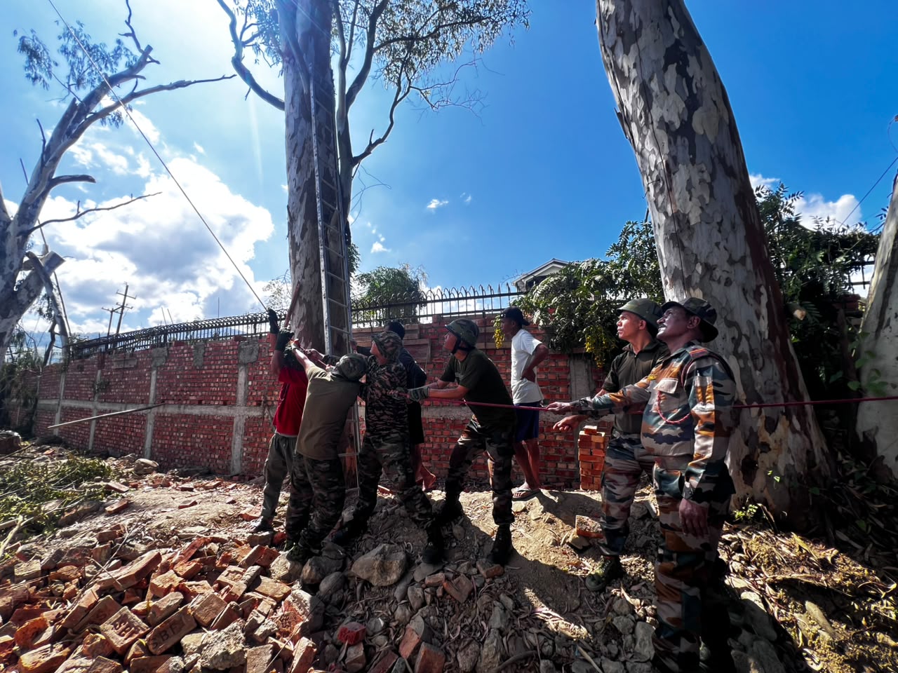 Assam Rifles removes hazardous trees in Pallel, Kakching